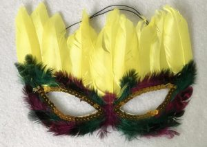 6 Assorted Purple Green and Gold Feather Mardi Gras Masquerade Masks