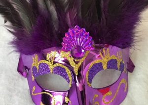 Purple Green Gold Mardi Gras Feather Masquerade Masks