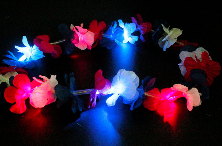 Hawaiin Leis Party LED Lighting Lei Luau Party Decorations Summer Supplies 