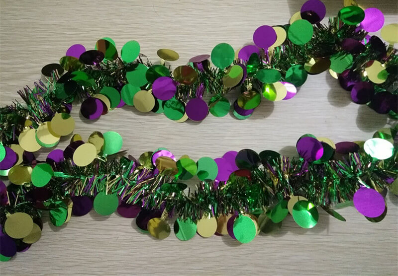 Mardi Gras Garlands Metallic PGG Dot Tinsel Garland