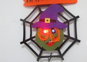 Happy Halloween Cobweb LED Lighting Felt Wall Hanging Decoration