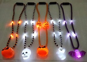 Halloween Lights Light Up Beads Skull Ghost Pumpkin Skull Bat Beads Necklace