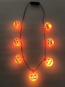 Halloween Lighting Light Up Beads Pumpkin-shaped Necklace