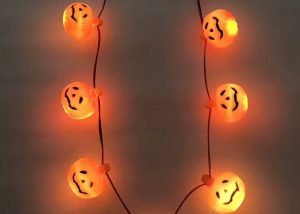 Halloween Lighting Light Up Beads Pumpkin-shaped Necklace