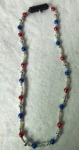 PatrioticFlashing Light Up LED Bead Necklaces Lighting Party Blue Red White Beads
