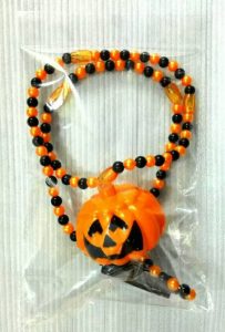 Halloween Lights Light Up Beads Skull Pumpkin Orange Black Necklace
