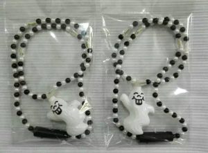 Halloween Lights Light Up Beads Happy Ghost White Black Necklace
