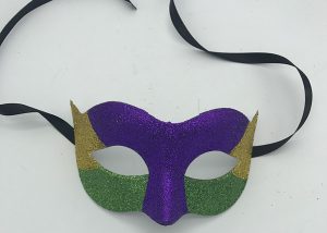 Glitter Gold, Green & Purple Mardi Gras Masquerade Mask