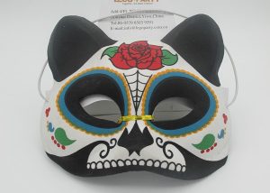 Day of the Dead Carnival Party Supplies Cat Eye Mask with Rose