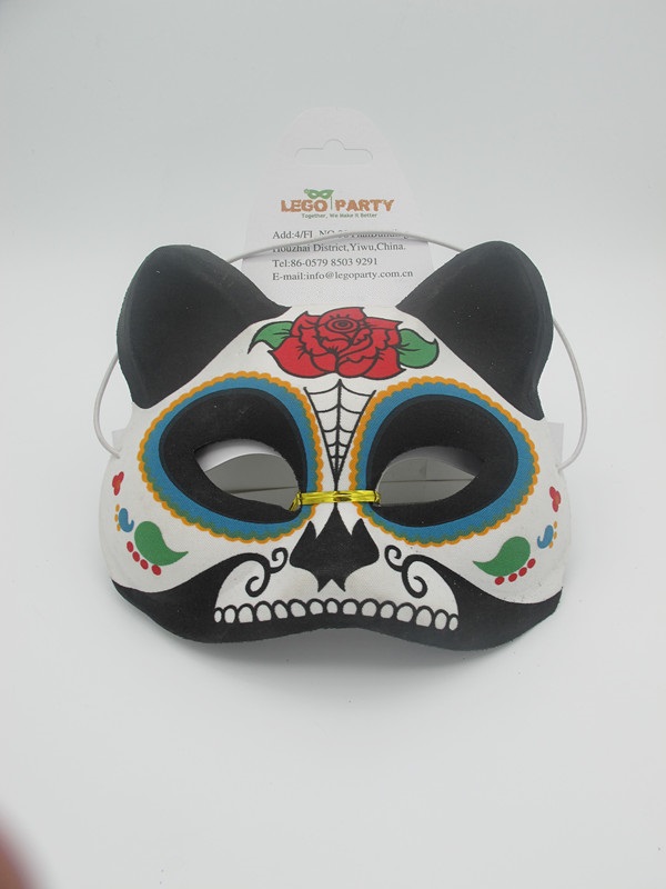 Day of the Dead Carnival Party Supplies Cat Eye Mask with Rose