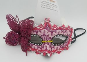 Valentine Day Masks Party Pink Mask with Butterfly and Black Ribbon