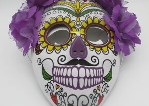 Day of The Dead Masks Sugar Skull Mask with Flowers and Elastic Band