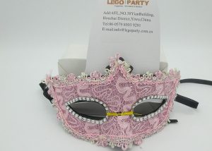 Valentine Day Masks Pink Net Eye Mask With Diamond Mask