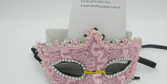 Valentine Day Masks Pink Net Eye Mask With Diamond Mask