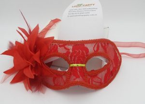 Christmas Party Masks Red Lace Mask with Glitter Flower