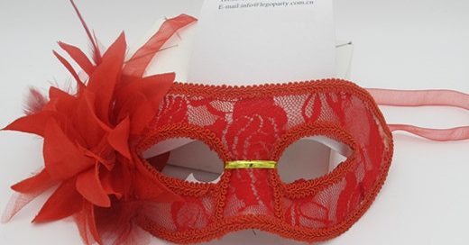 Christmas Party Masks Red Lace Mask with Glitter Flower