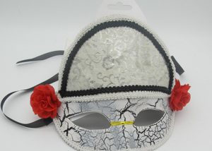 Carneval Party Masks Eyemask Fabric Masks with Red Flower and Fringe