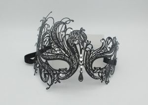 Venetian Masquerade Masks Metal Laser Cut Mireille Black