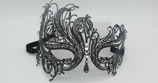 Venetian Masquerade Masks Metal Laser Cut Mireille Black