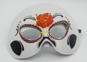 White/Black Rose Half Mask 6" Day of The Dead Costume Dress Wear