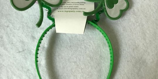 Green Shamrocks w Feathers St. Patrick Day Headbands Boppers