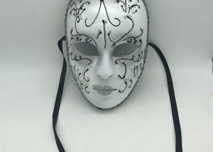 Venetian Mask Mardi Gras Mask White Sliver Glitter Full Face Mask