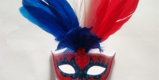 Patriot Mask Blue Red White Mask with Feathers America Themed Party