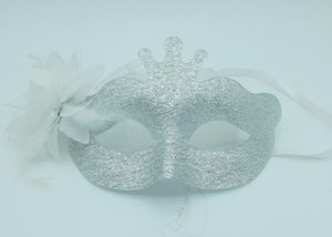 Acylic Glitter Sliver Masquerade Masks Costume Mask with Flowers