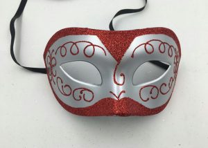 Venetian Carnival Masks Red Sliver Glitter Mask