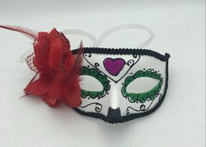 Purple Green and Black Day of The Dead Half Mask