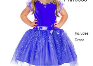 Child Blue Princess Costume Dress Glitter Child Dress