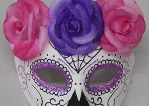 Day of The Dead Pink Blue Glitter Mexican Skull Mask