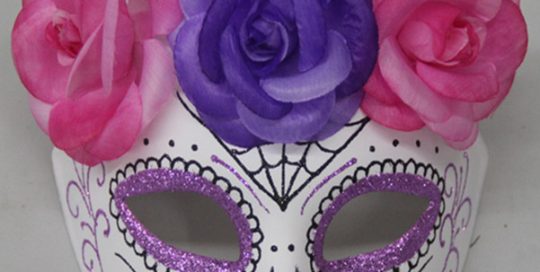 Day of The Dead Pink Blue Glitter Mexican Skull Mask