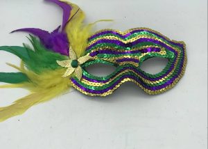Mardi Gras Green Gold Purple Sequin Masquerade Costume Mask