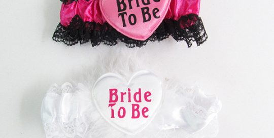 Bachelorette Party Bride to be Sash Pink and White Hen Party Garters