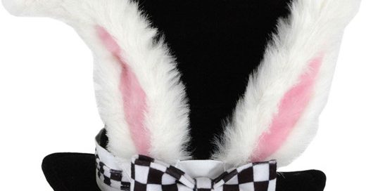 Black Costume Top Hat with White Rabbit Ears Easter Party Supplies
