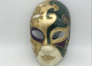 MK4114 PGG Masks Full Face Mardi Gras Masks Hand Painted with Metallic Gold