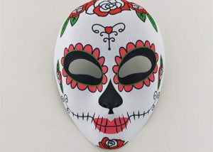 Flowered Patterned Multicolor Day Of The Dead Party Mask