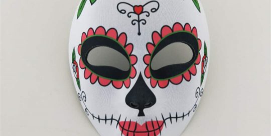 Flowered Patterned Multicolor Day Of The Dead Party Mask