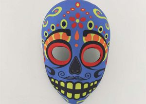Prominent Blue With Yellow Dots Scary Day Of The Dead Costume Mask