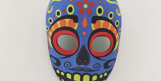 Prominent Blue With Yellow Dots Scary Day Of The Dead Costume Mask