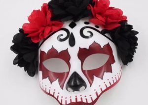 Red Senorita Flowers Mexican Skull Women Female Mask