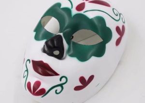 Mens Day of The Dead Men Full Face Skull Mask W Red Green Painting