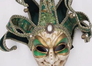 Venetian Jester Joker Mask Green Full Face Men Masquerade Wall Mask