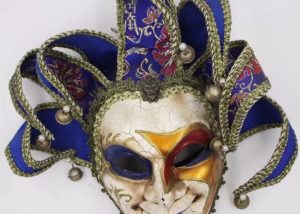 Jester Joker Full Face Mask Venetian Masquerade Decorative Wall Mask W Bell