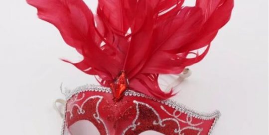 Red Feather Glitter Mask Venetian Style Masquerade Ball Party Face Eye Mask