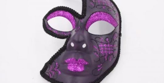 Valentine Black and Glitter Purple Half Face Female Masquerade Masks