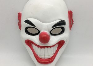 White-Red Clown Head Mask Halloween Scary Mask For Costume Party