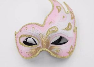 Valentine Day Pink and Gold Glitter Fancy Masquerade Ball Masks