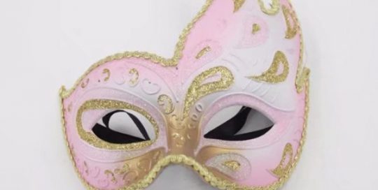 Valentine Day Pink and Gold Glitter Fancy Masquerade Ball Masks